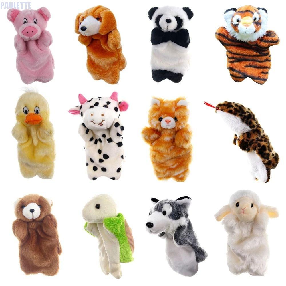พอลเล็ต สัตว์หุ่นมือเด็กการเรียนรู้ตุ๊กตาสัตว์ตุ๊กตาแมวแพนด้ากระต่ายการ์ตูนของเล่นตุ๊กตา