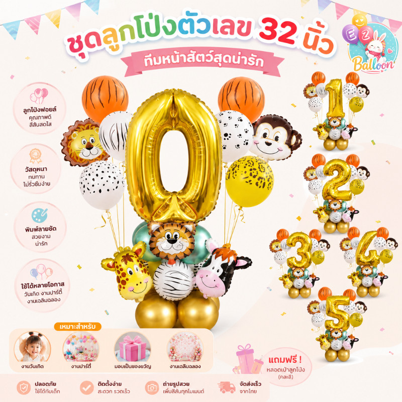 (ส่งไว)​ตรงปก​ ชุดลูกโป่งตัวเลข ลูกโป่งฟอยล์วันเกิด ( BC )