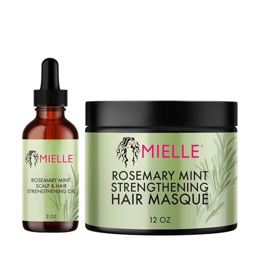 Mielle Organics Rosemary Mint Scalp & Hair Strengthening Oil และ Pomade-To-Oil Quencher, Bundle GKII