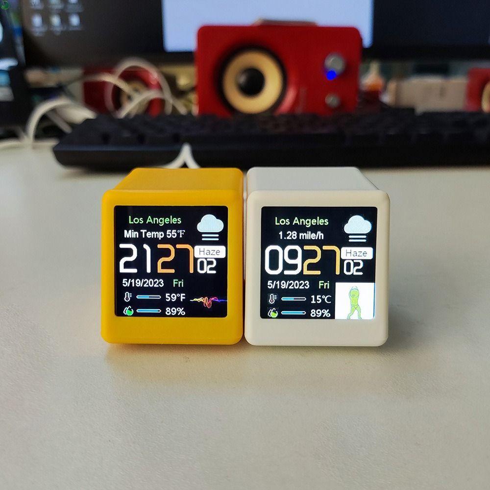 NEEDWAY นาฬิกาตั้งโต๊ะ WiFi, เวอร์ชันภาษาอังกฤษ LCD Digital Smart Weather Clock, Digital Decorative 