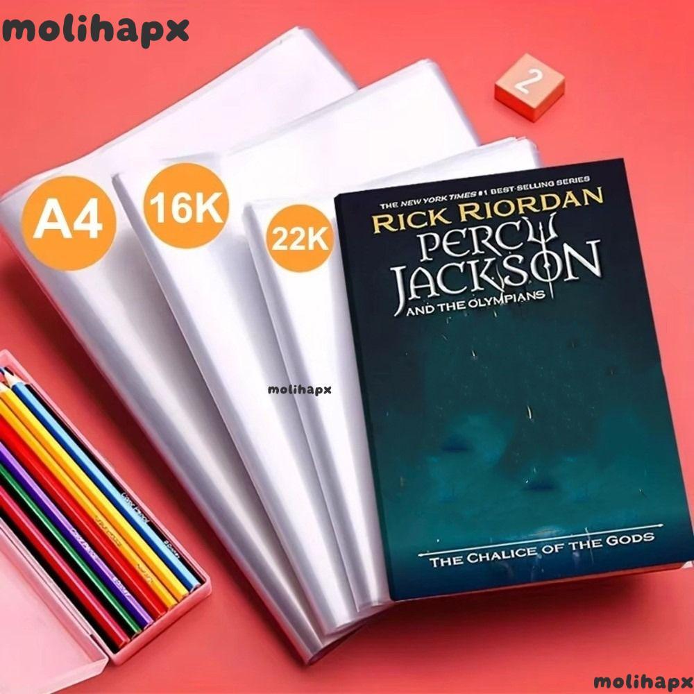 MOLIH 10PCS พลาสติกปกหนังสือ, A4/16K/A5 กันน้ําโปร่งใสปกหนังสือ, คุณภาพสูงสวมใส่ Self-Adhesive ปิดหนังสือ PVC ฝาครอบป้องกัน