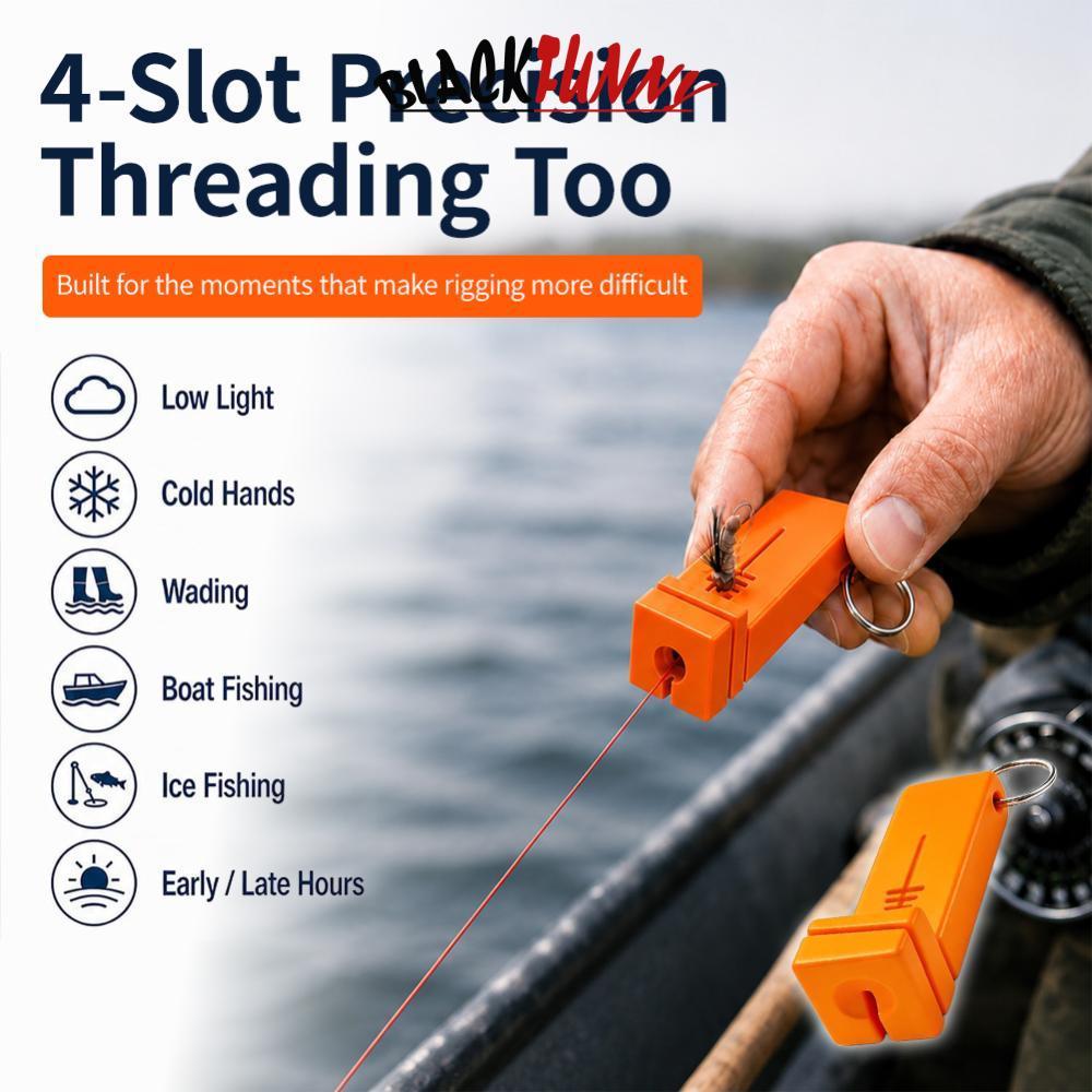 BLACKFUNNY Magnetic Fly Hook Threader 4-Slot Precision Threading Tool ตะขอตกปลาน้ําแข็งกลางแจ้ง Tyin