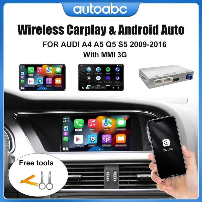 ITHE Wireless CarPlay Android Auto สําหรับ Audi A4 A5 Q5 S5 B8 2008-2016 พร้อม 3G MMI, รุ่นพร้อม Mir