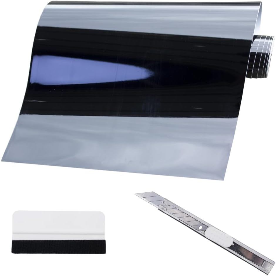 Black Vinyl Car Wrap Gloss Black Vinyl Wrap สติกเกอร์ Ultra Gloss Car Wrap Tape DIY Roll (1FT*5FT)