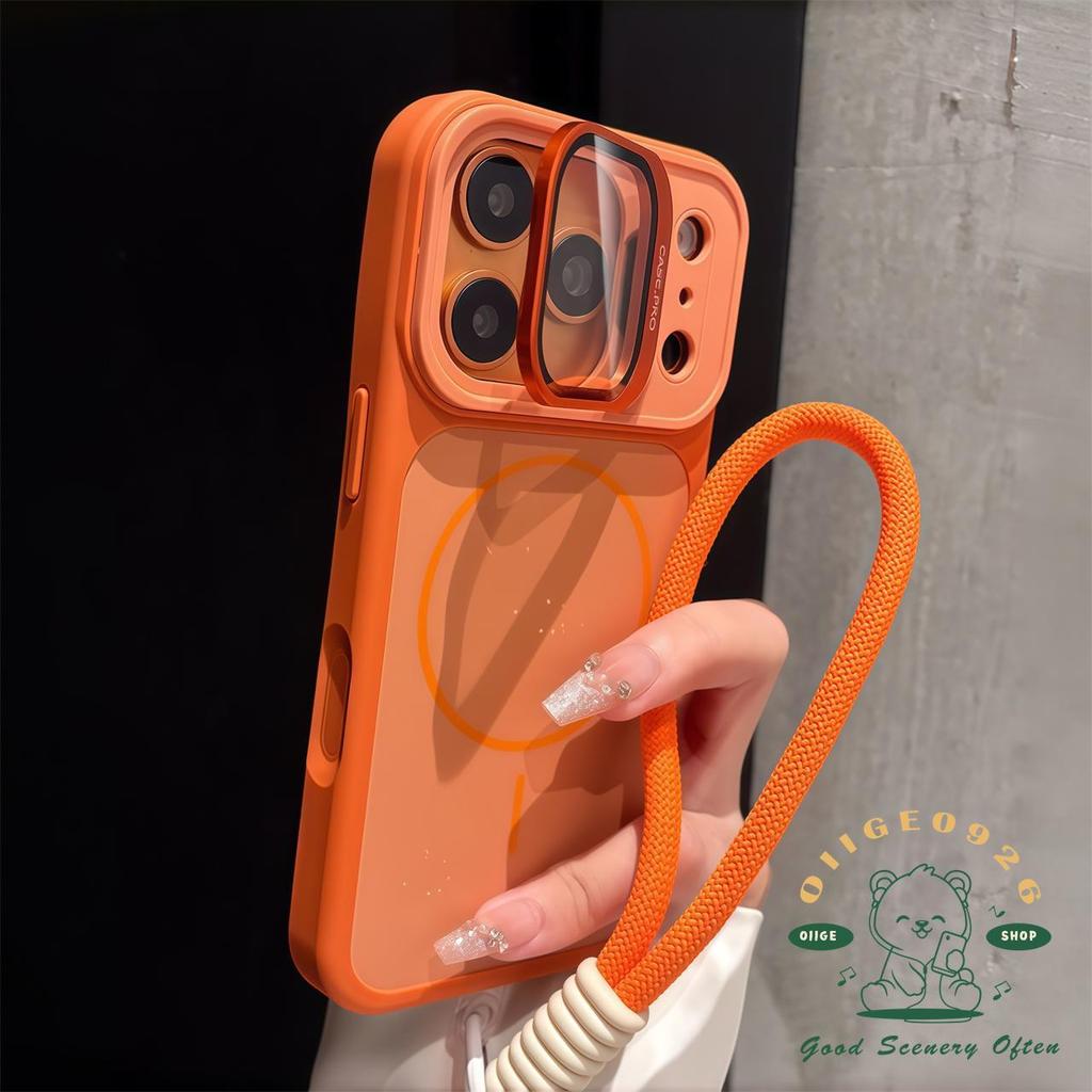 Anti-fall liquid magnetic lanyard เลนส์วงเล็บเคสโทรศัพท์ Iphone17 Pro Max 16 15 14 13 สําหรับ IPhone เคสซิลิโคน Soft Shell TPU + PC กันกระแทก