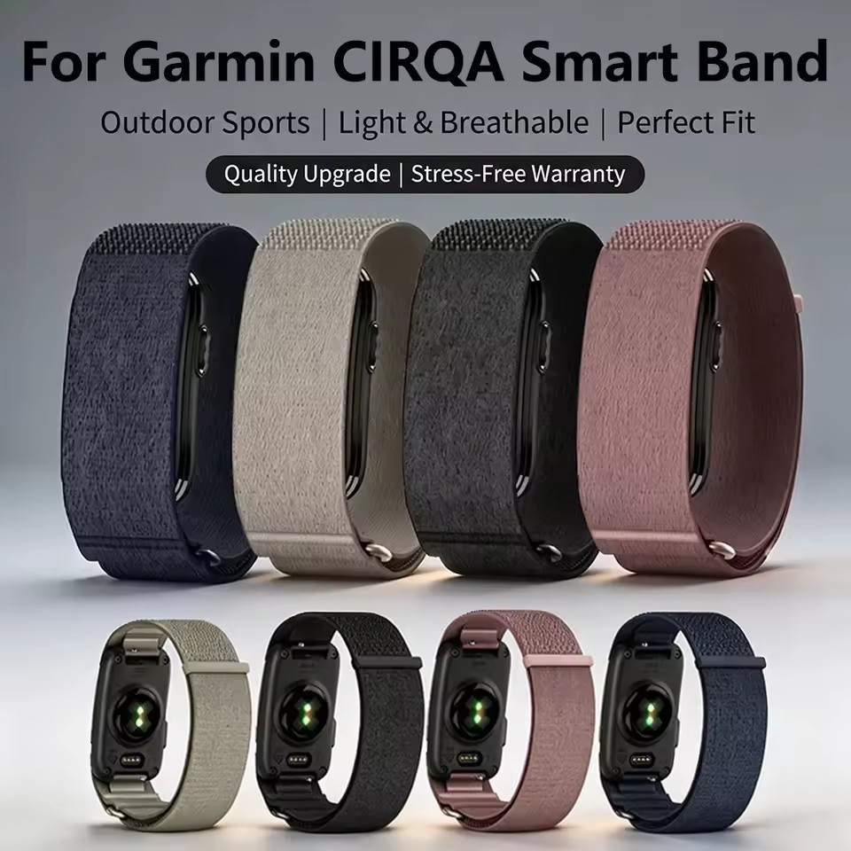 สายรัดไนลอนถักระดับพรีเมียมสําหรับ Garmin CIRQA Smart Adjustable Loop Band Outdoors Sport Wrist Bracelet Accessories for Men Women