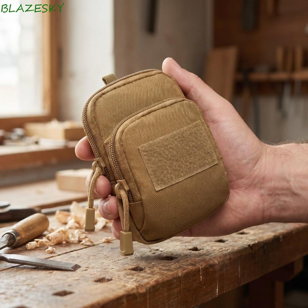 BLAZESKY กระเป๋าใส่เหรียญกีฬาผู้ชาย, กระเป๋าคาดเอวขนาดเล็กแขวนกระเป๋า Key Organizer แบบพกพาสวมใส่ Mountaineering Buckle ผู้ถือบัตรปีนเขา