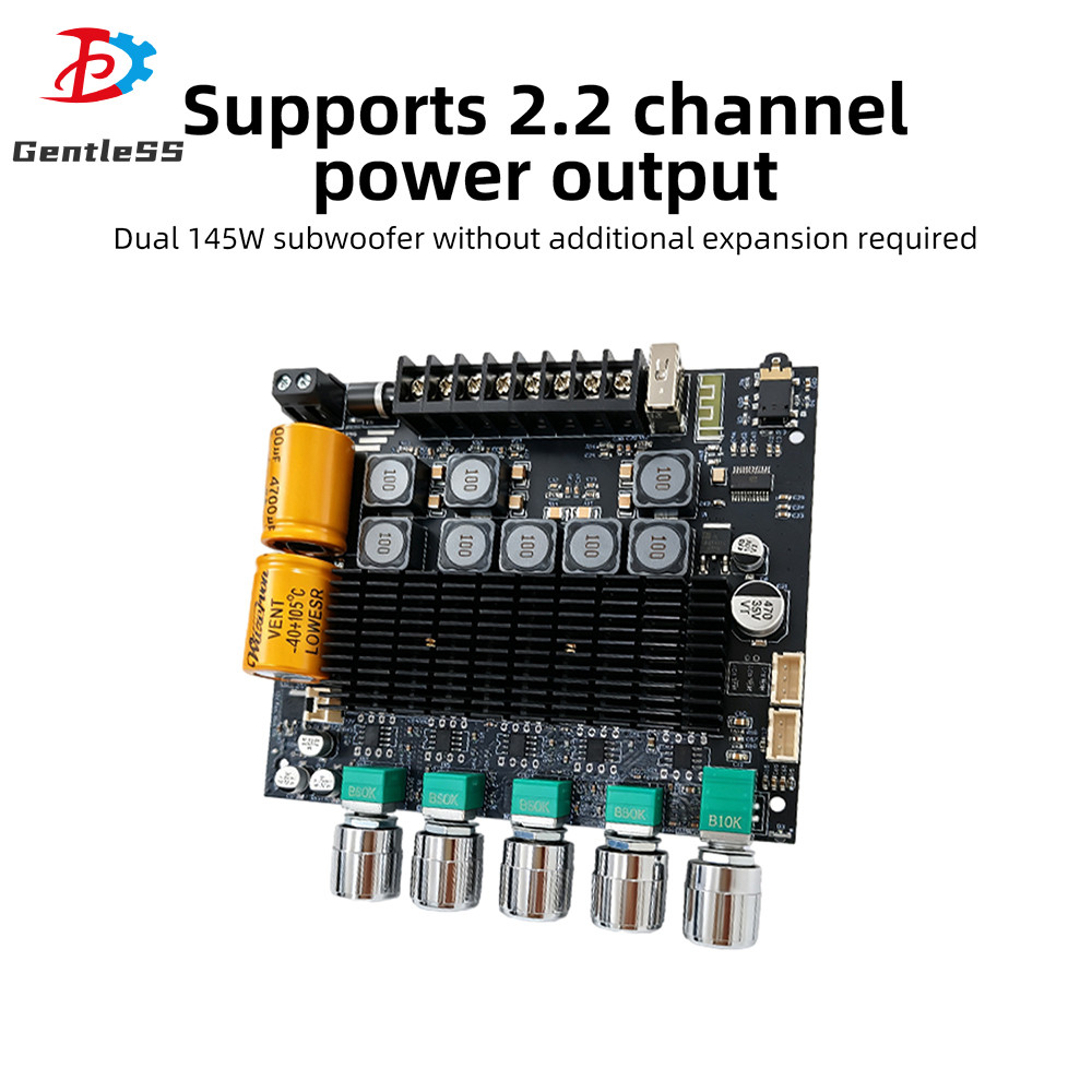 DC12-24V ZK-TB22 อัพเกรด Dual ซับวูฟเฟอร์บลูทูธเครื่องขยายเสียง 2.2 ช่อง 75W + 75W + 145W + 145W