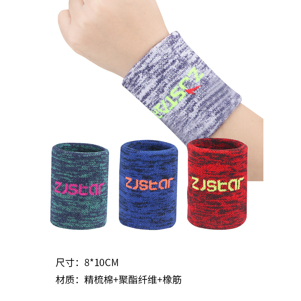 ZJSTAR จงจี ดาว สายรัดข้อมือกีฬาผู้ชายผู้หญิงสไตล์เดียวกันผ้าฝ้ายแท้ดูดซับเหงื่อระบายอากาศฟิตเนสวิ่ง