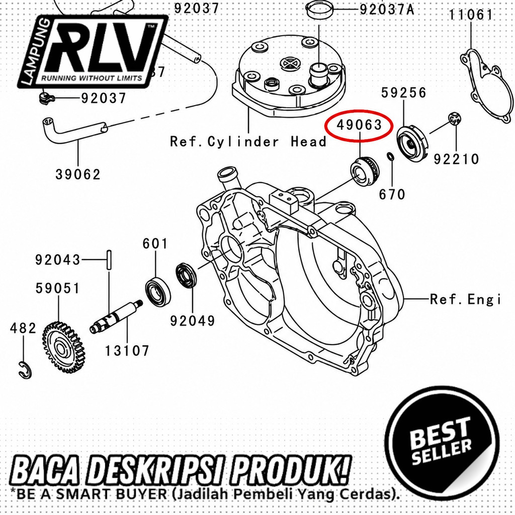 ซีล WATERPUMP NINJA RR R SS THAILAND นําเข้า49063-1055 (3.3D) 92049-1259 (6.2G)