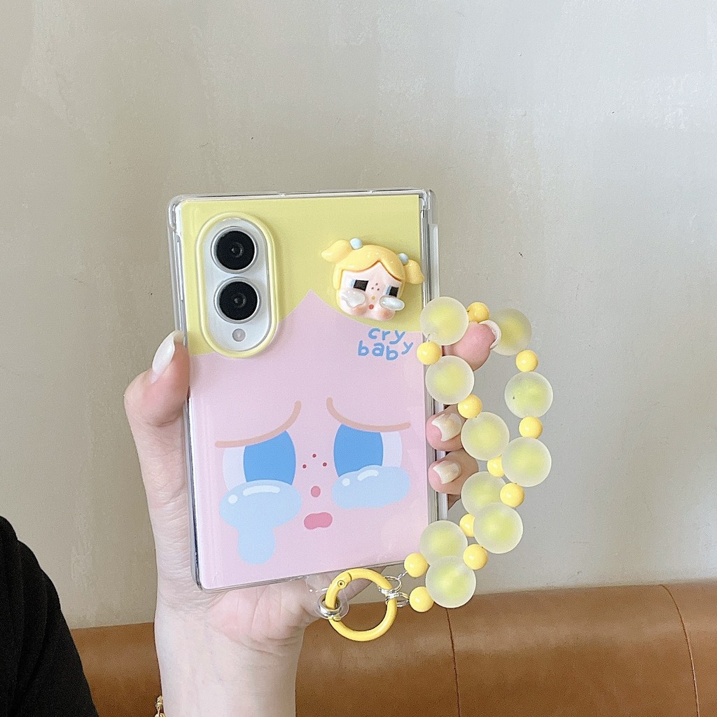 เคสโทรศัพท์ลายการ์ตูนน่ารักสําหรับ Samsung Galaxy Z พับ 8 กว้าง Fold8 กว้าง 5G ฝาครอบป้องกันด้านหลังพร้อมขาตั้งแม่เหล็กผู้ถือ