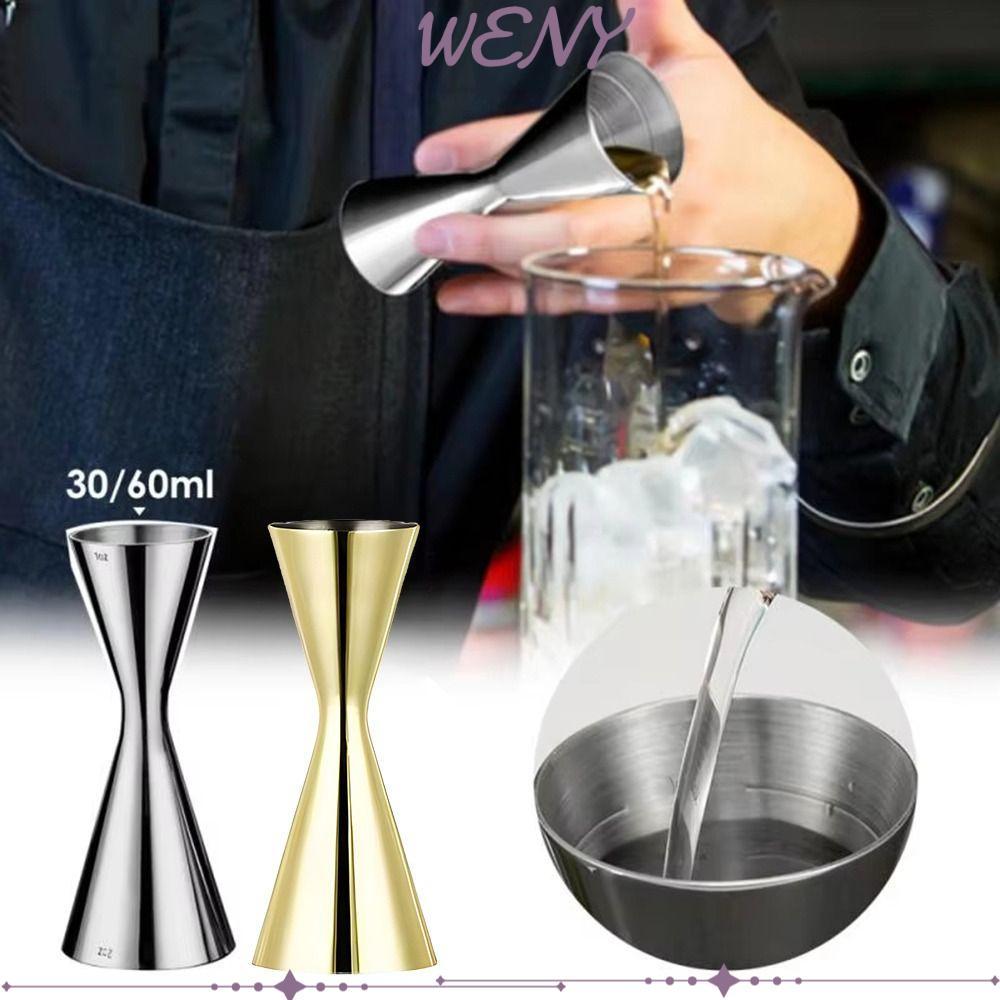 WENY วัด Jigger, 2oz 1oz Dual Shot Mug Shaker, 304 สแตนเลสสไตล์ญี่ปุ่นหนาวัดถ้วย Barware
