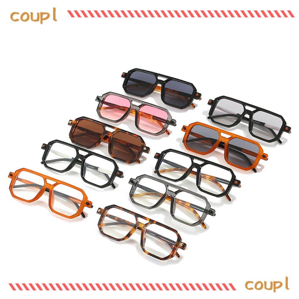 COUPL Double Bridge Retro Glasses Street Wear Leopard Sun Glasses