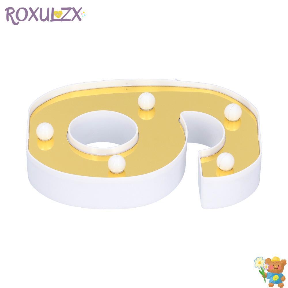 โคมไฟป้าย ROXULZX, Number 6 Warm White Light ไฟ LED Number, ตกแต่งทองแบตเตอรี่ขับเคลื่อน 6 LED Numbe