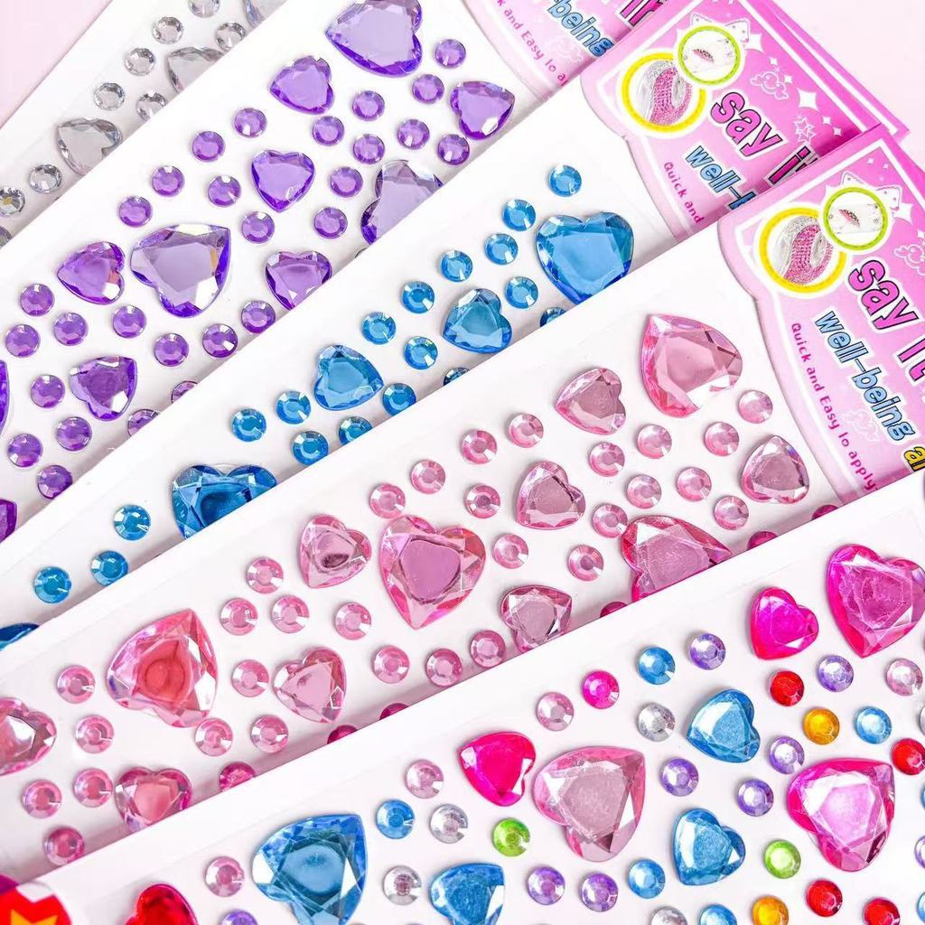 Creative อะคริลิค Monochrome Multicolor โทรศัพท์มือถือสติกเกอร์เพชรสามมิติ Plum Blossom Heart Five-Pointed Star สติกเกอร์ทั้ง