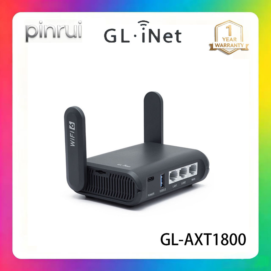 Gl.inet GL-AXT1800 (Slate AX) ขนาดกระเป๋า Wi-Fi 6 Gigabit Travel Router, ตัวขยายเครือข่ายโรงแรมและสา