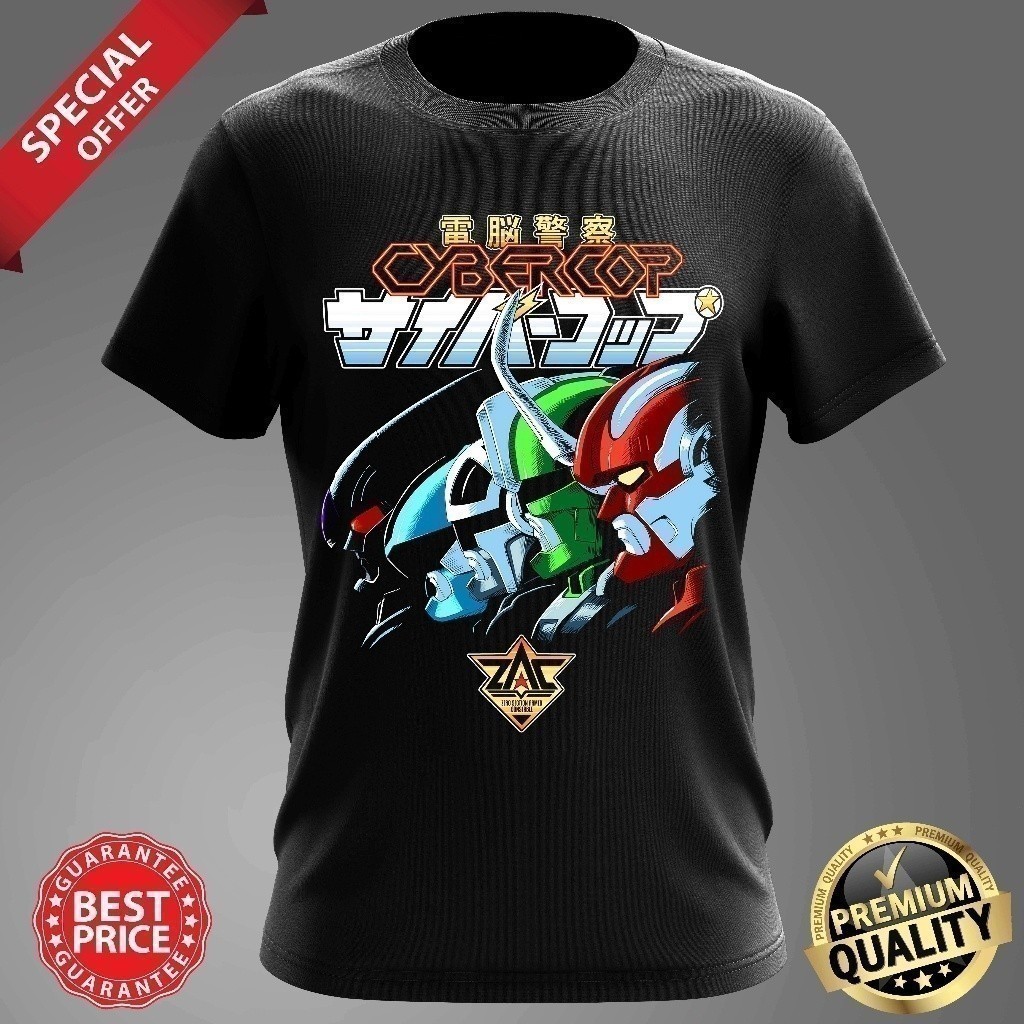 - คลังสินค้าพร้อม Baju Retro 80s Cybercop Anime Round Neck Tshirt / Baju Microfiber Jersi / Jersey S