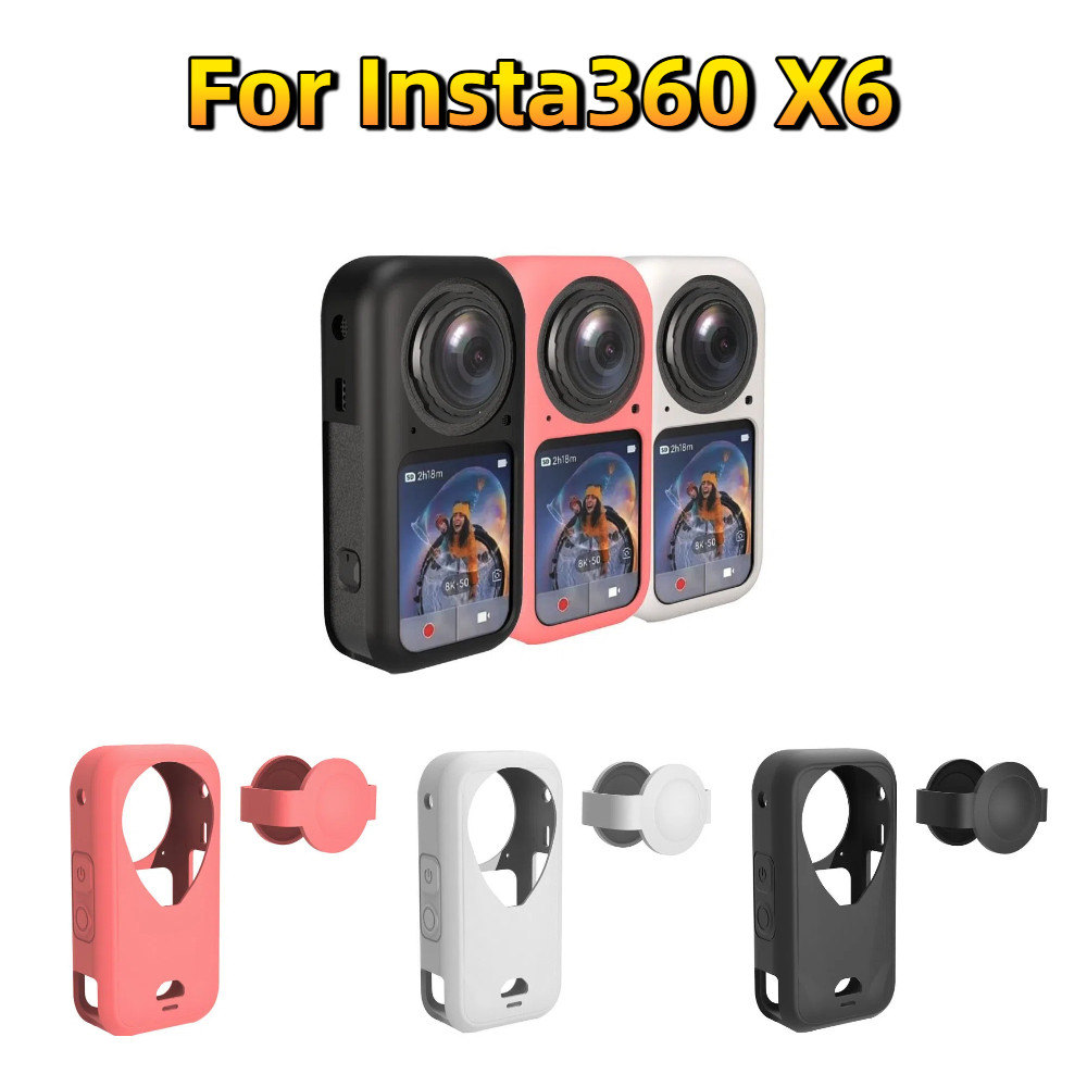 สําหรับ  Insta360 X6 กล้องพาโนรามาซิลิโคนป้องกันกรณีร่างกาย + เลนส์ชุดซิลิโคนอุปกรณ์เสริม