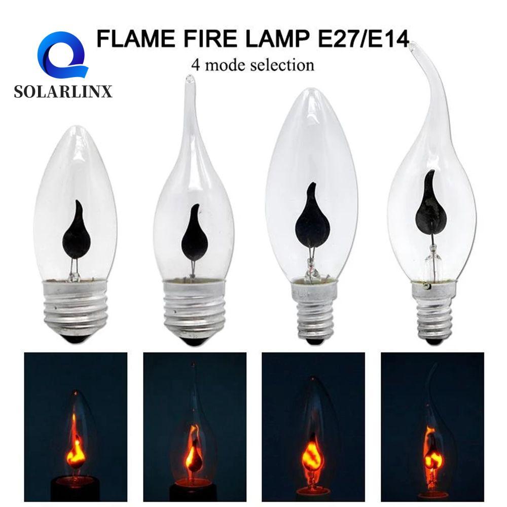 SOLARLINX หลอดไฟ LED แก้ว Edison สําหรับตกแต่งแสงเปลวไฟประหยัดพลังงานทังสเตนลวดเทียนแสง