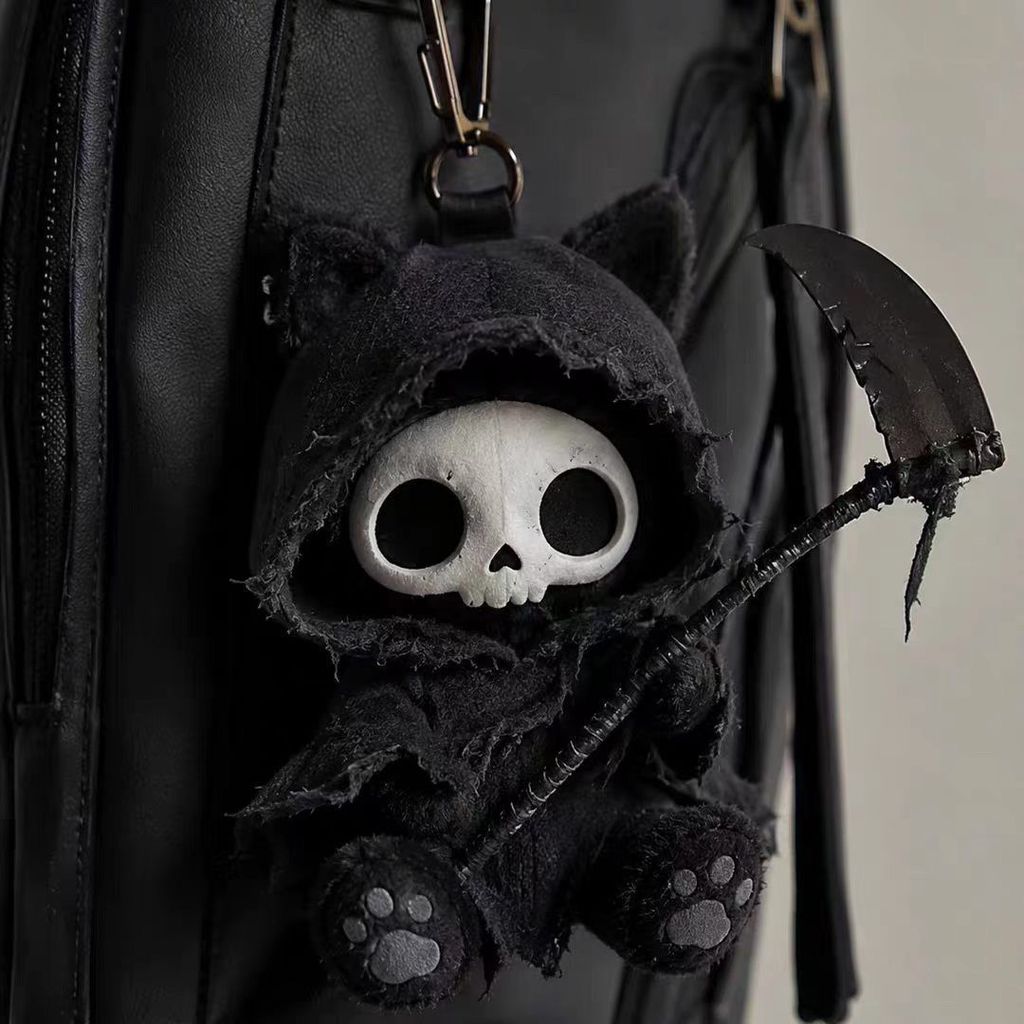 Death Cat Cat ตุ๊กตาแมว Niche High-value Creative Horror Black Cat Plush Bag จี้เพื่อน * Z8.19