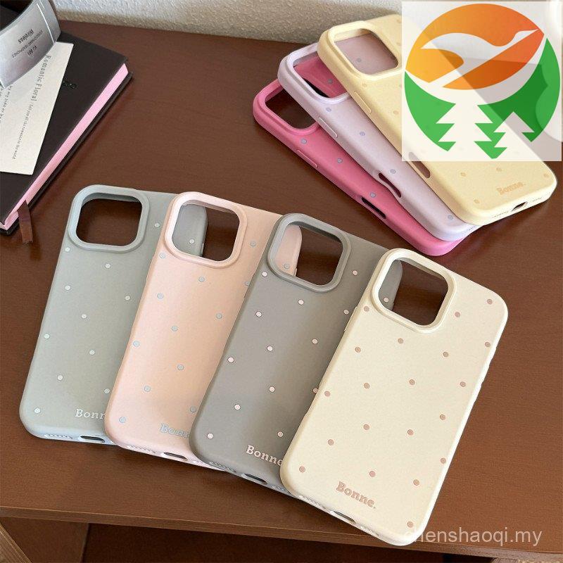 Gk1 Fresh drop phone 17 16 15 14 13 Cover Polka Dot สีทึบ Minimalist Drop-proof | โทรศัพท์เปลือก Bes