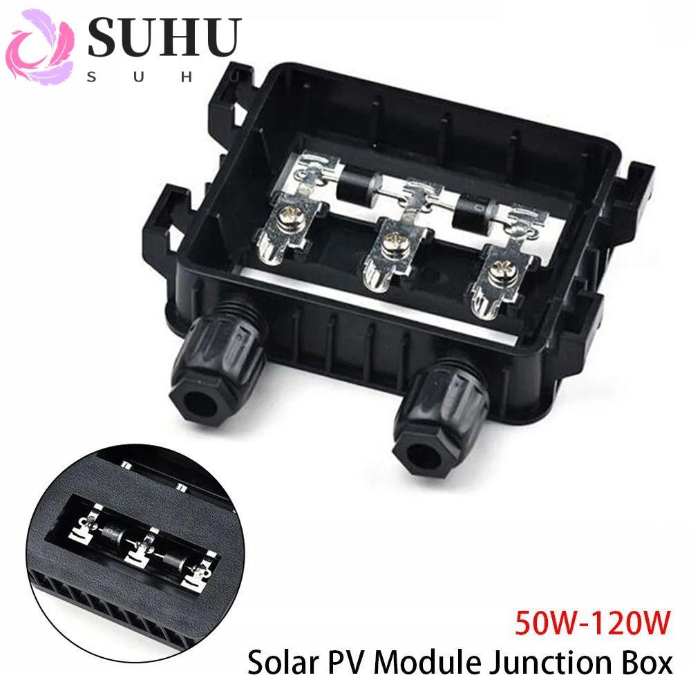 SUHU 1 ชิ้น PV โมดูลกล่อง,สีดําเครื่องมือทดสอบไฟฟ้ากล่อง,สําหรับ 6.5A แผง 50W-120W 6A IP65 กันน้ําสา
