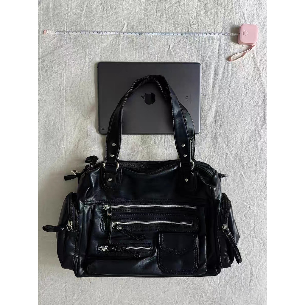 11 Punk crow multi-zipper Motorcycle bag Retro high-end Mens Tote bag Portable Shoulder Messenger ba