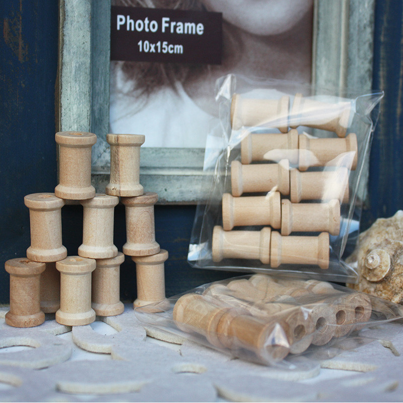DIY ทํา Mini Small Spool Log ไม้ SPOOL Distressed Spool Hand-Winding Spool พร้อม Mount