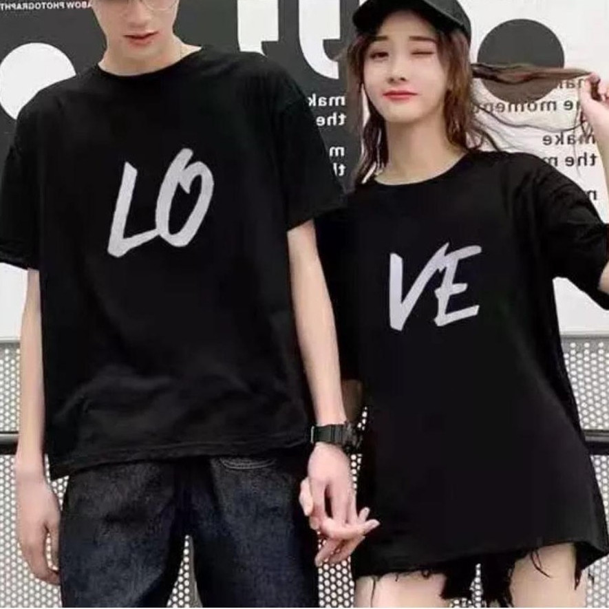 Bestseller XJFX Pattern T-Shirt LOVE Couple T-Shirt Last Style Red Unisex Couple T-Shirt