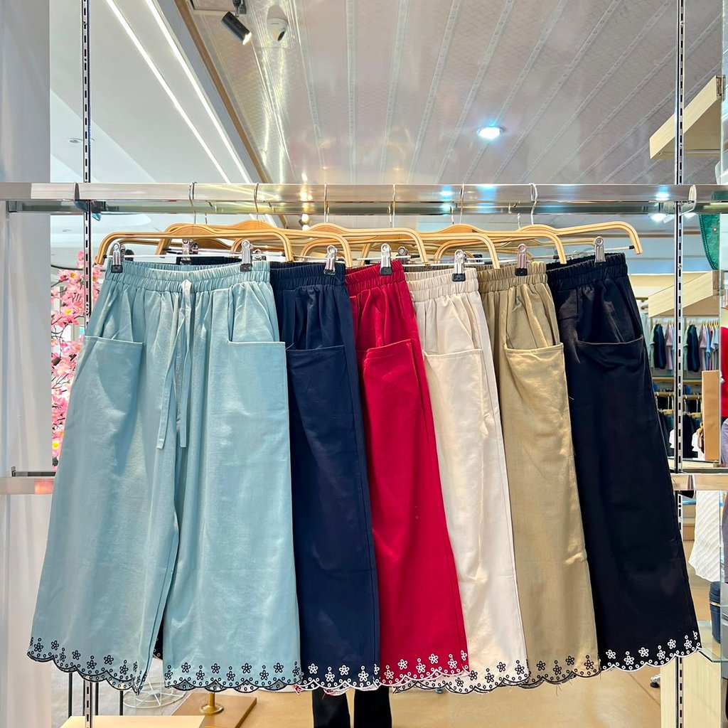 EMBROIDERED LINEN PANTS B-1500