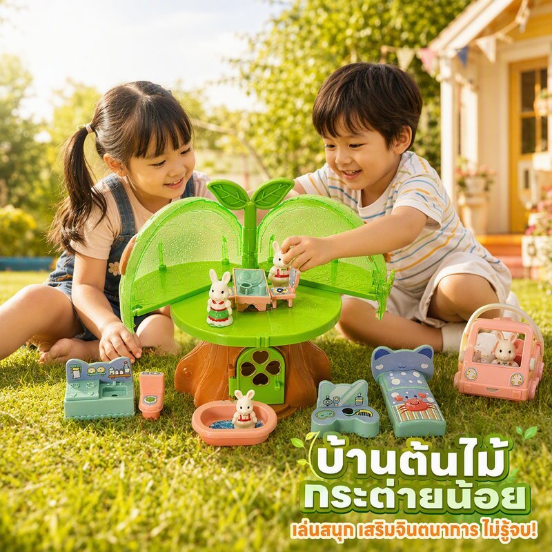 ชุดของเล่นบ้านต้นไม้กระต่าย BHQ ชุดครัว ของเล่นอาหาร ของเล่นบทบาทสมมติ ถอดประกอบได้ เสริมทักษะ