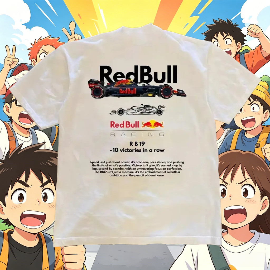 สินค้าพร้อมส่ง (จัดส่ง 24 ชั่วโมง)RedBull Red Bull F1 รถแข่ง RB19 สิบแถวชนะสโลแกนภาษาอังกฤษ, ผู้ชายแ