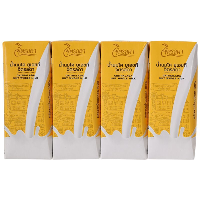 จิตรลดานมยูเอชทีรสจืด 200มล. แพค 4 Chitralada UHT Milk Plain 200ml. Pack 4 [หมายเลขบาร์โค้ด 8850901320071 ]