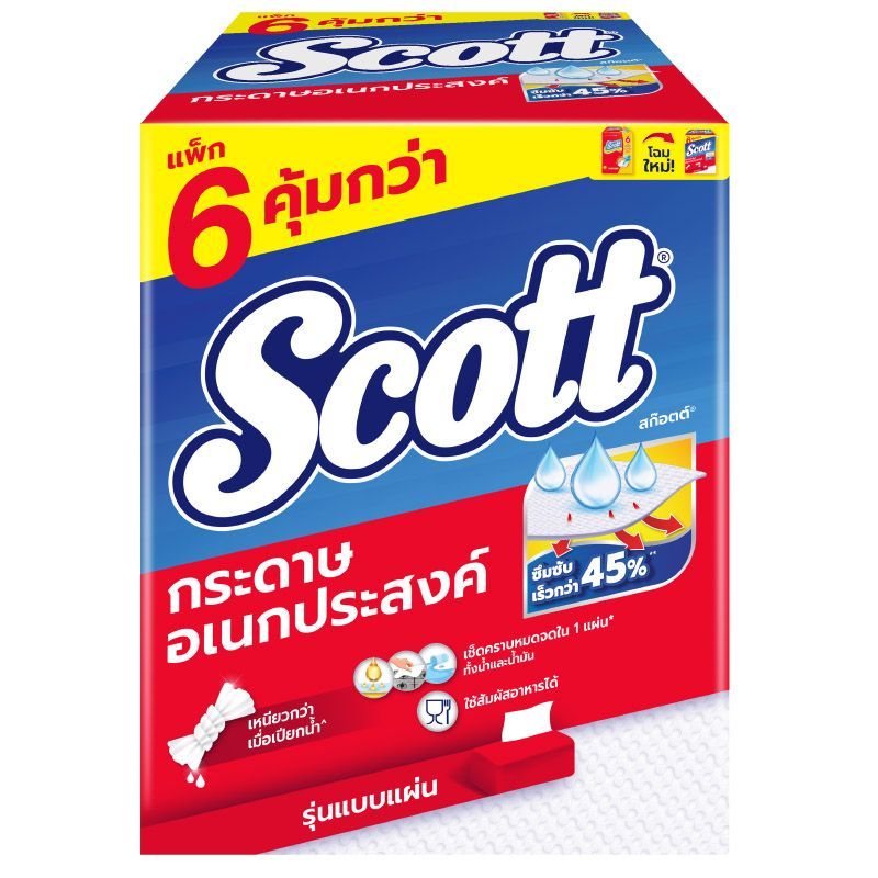 สก็อตต์กระดาษอเนกประสงค์แบบแผ่น 84แผ่น แพค 6 Scott Interfolded Towels Tissue 84sheets Pack 6 [8888336011318 ]