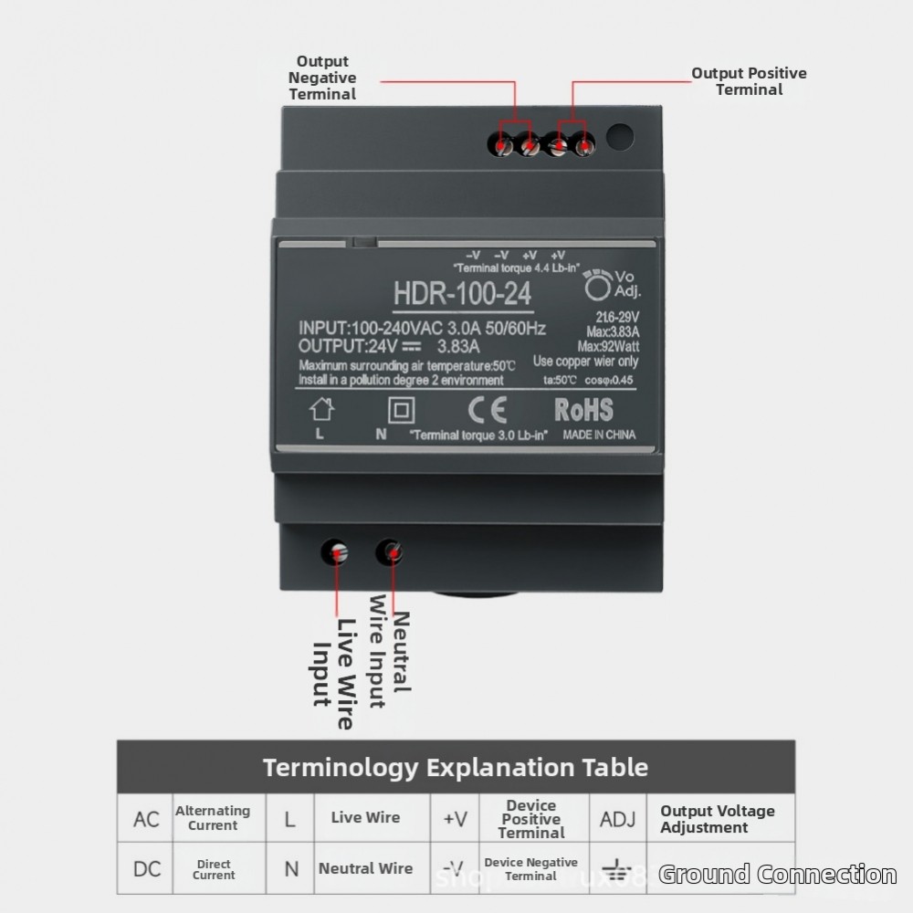 แหล่งจ่ายไฟสลับแบบราง 100W 12V8.3A/24V4.2A สําหรับหม้อแปลง