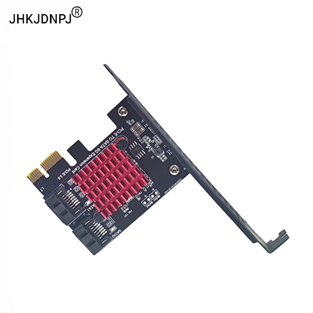 ขั้วต่อ SATA 3.0 2 พอร์ตไปยัง PCI-E 1X อะแดปเตอร์ Riser การ์ด ASM1061R 6Gbps พร้อมฮีทซิงค์