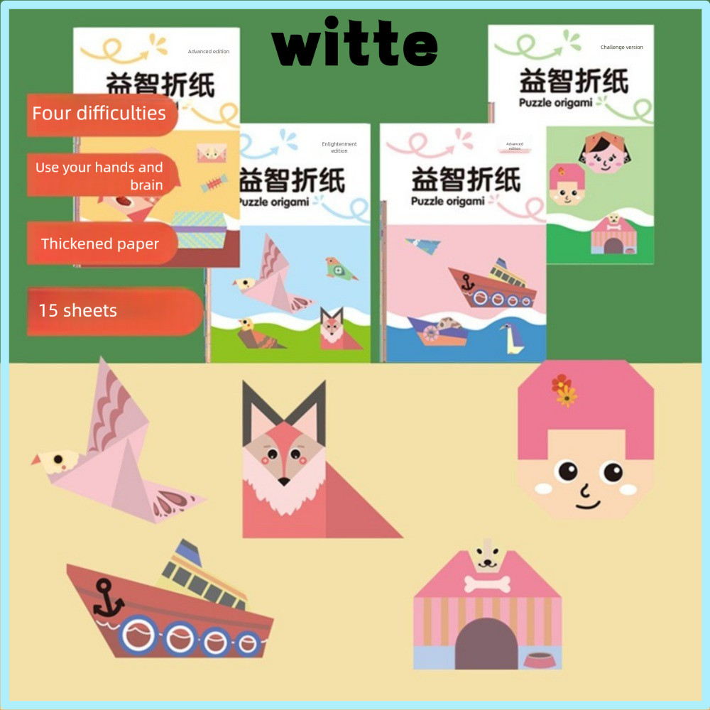 WITTE Origami หนังสือ, สัตว์รูปแบบ 15 แผ่นปริศนา Origami, ตลก DIY เด็ก Handmade Origami Origami ท่อง