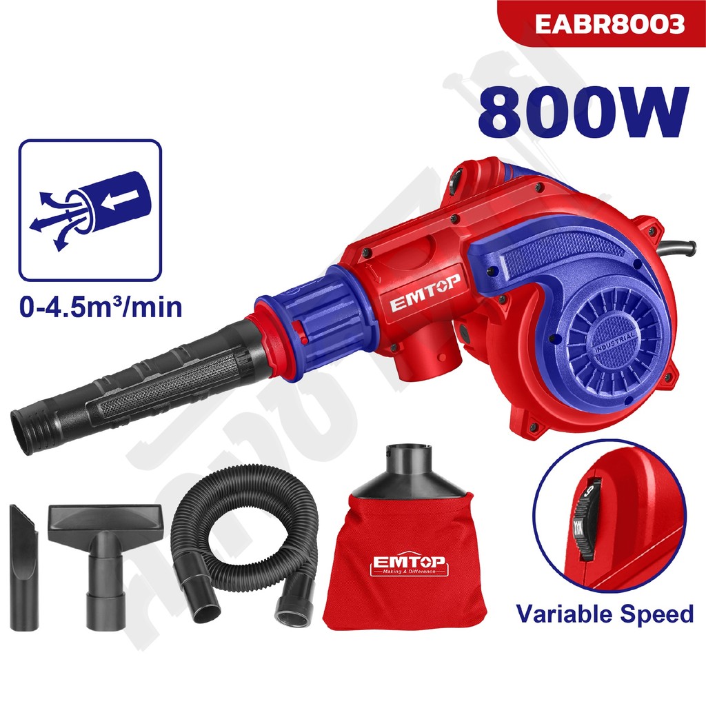 EMTOP เครื่องเป่าลมไฟฟ้า ดูดฝุ่น โบว์เวอร์ 2IN1 800W ปรับความเร็ว ล้างแอร์ รุ่น EABR8003