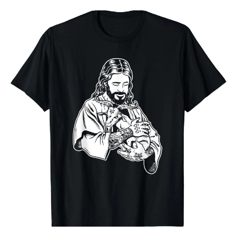 เสื้อยืด De Cabra Blackcraft Jesus Loves Satan