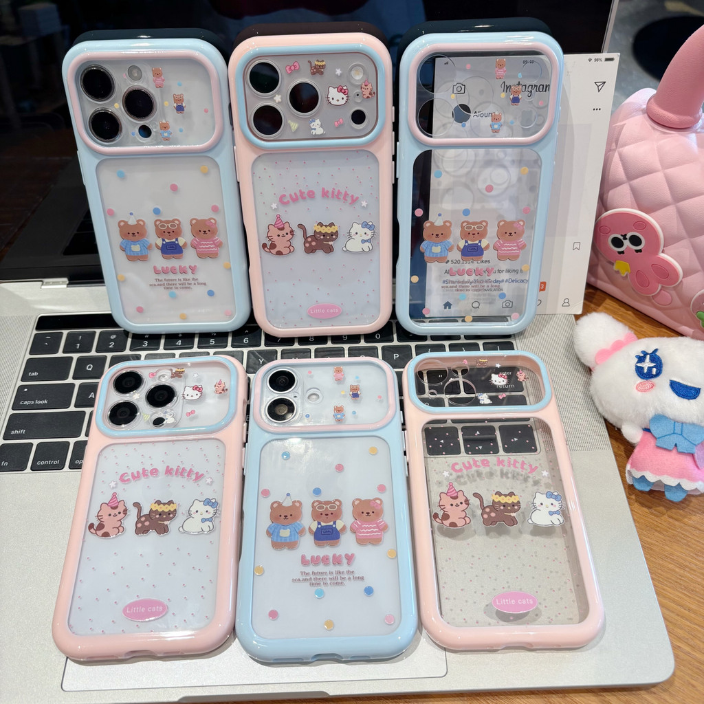 สําหรับ iphone กันกระแทกเกาหลีน่ารักเคสโทรศัพท์ 18 PRO MAX 17 PRO MAX 16 ProMax/15 PRO MAX 16 PLUS 14 13pro MAX 16pro ครอบคลุมเต็มรูปแบบผู้หญิงการ์ตูน Lanyard เคสกันกระแทก