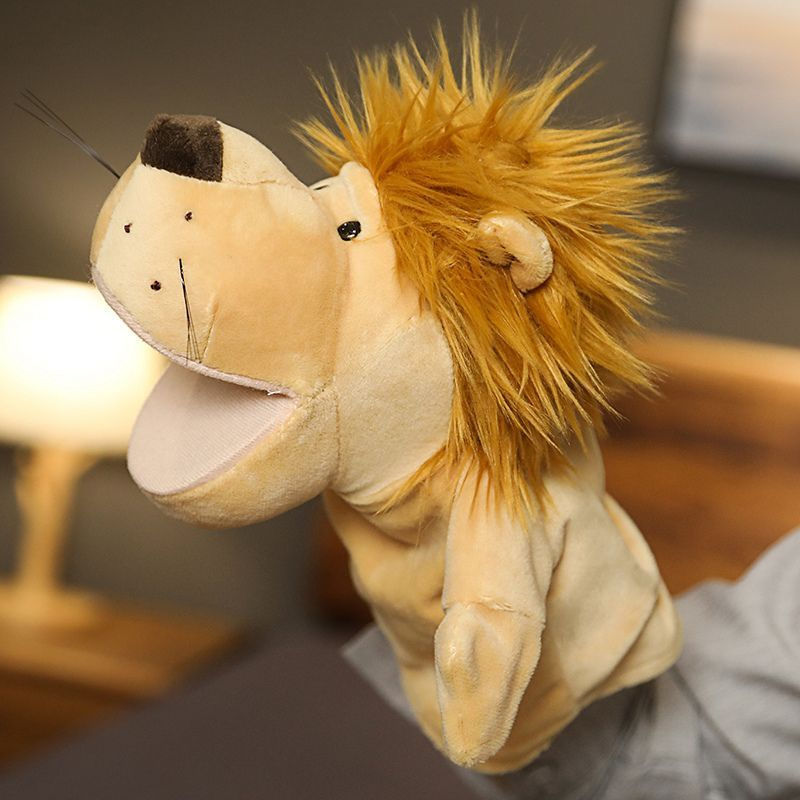 CH~Plush animal hand puppet toy with movable mouth, children's ventriloquist glove, performance pupp