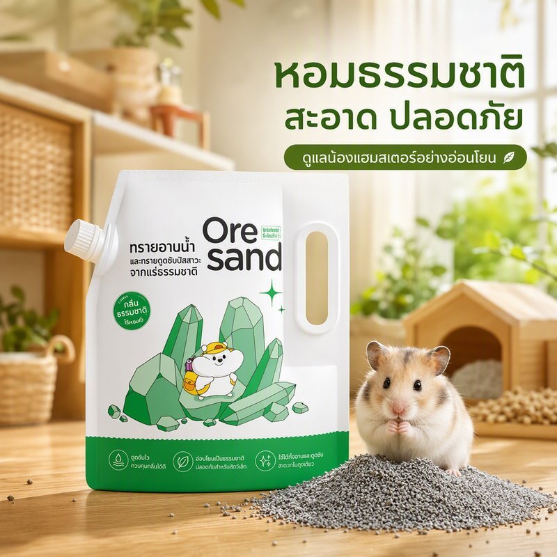 ทรายอาบน้ำแฮมสเตอร์ เม็ดทรายละเอียดพิเศษ ดูดซับความชื้น ดับกลิ่น อ่อนโยน ใช้เป็นทรายห้องน้ำ