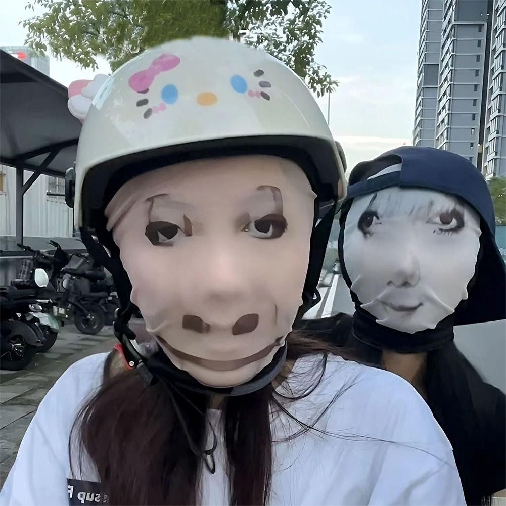 Spoof 3d ตาข่ายตลกหมวก Face พิมพ์หน้ากาก Dragon Up Pullover Trick Emoji ชุด R0i5
