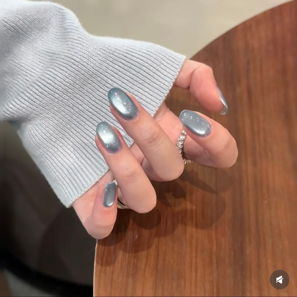 AC [Ocean] Strobe ลูกปัดแก้วไล่แสง Cats Eye Dense Cats Eye Simple Daily Almond Nails Wear Nails