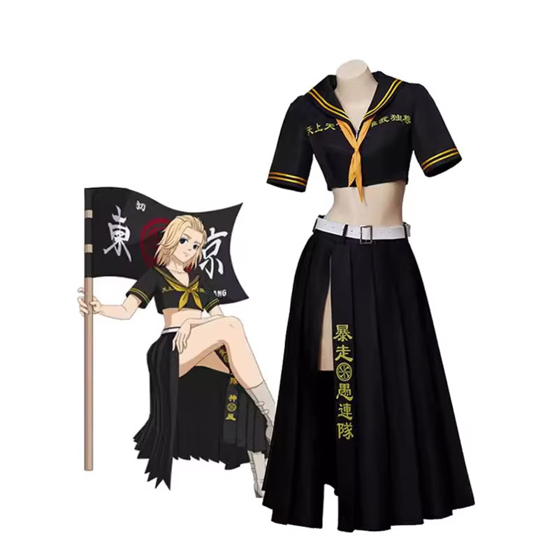 อะนิเมะ Sano Ema คอสเพลย์โตเกียวคอสเพลย์เครื่องแต่งกาย Revengers ชุดกระโปรง Neckerchief ชุดฮาโลวีน C