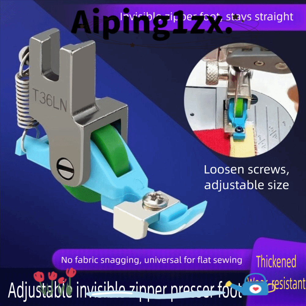 NG1ZX เท้าซิปที่มองไม่เห็น, T36LN ตีนผีลูกกลิ้งล้อพลาสติก, ตีนผีเย็บผ้าแบบปรับได้สําหรับเย็บผ้าอุตสา