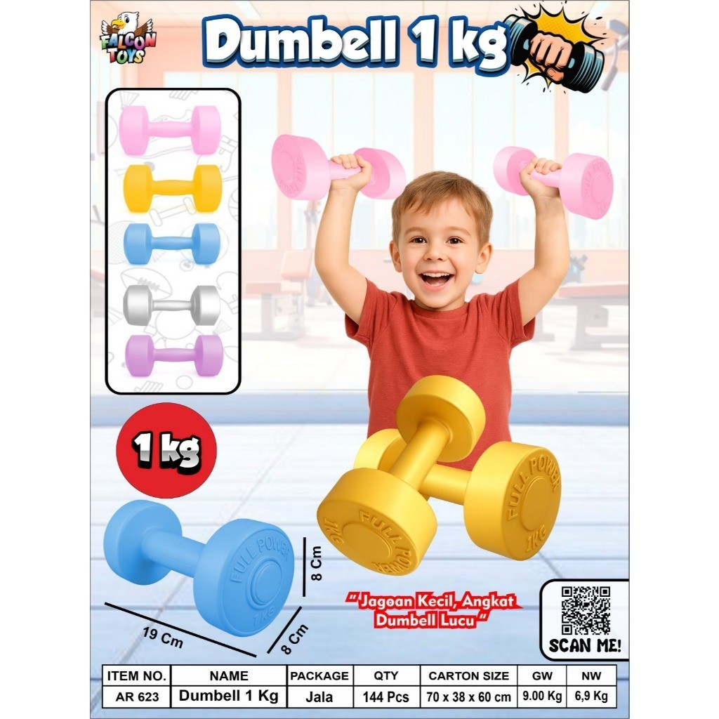 ของเล่นเด็ก Barbell Dumbbell 3 Kg Small Champion Lifting Dumbell น่ารัก