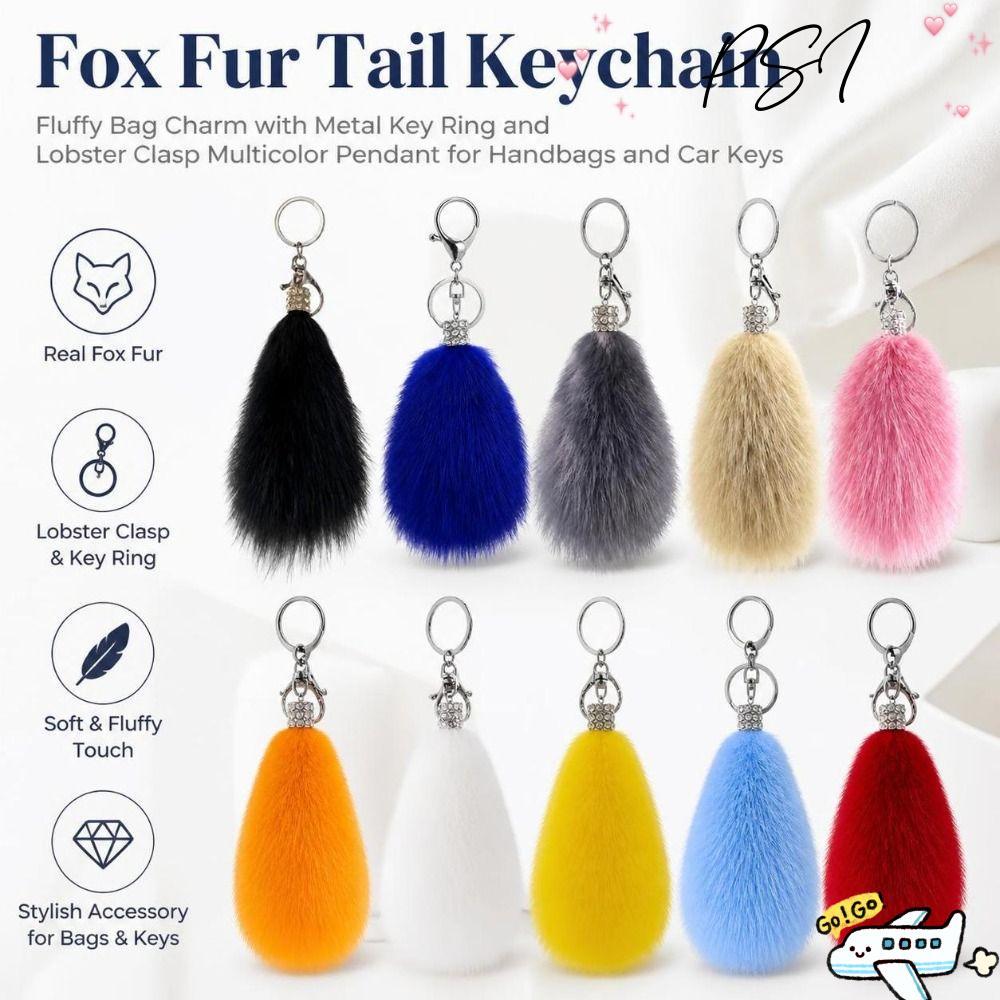 PSI Fur Tail Key Ring, Lobster Clasp Fur Tail พวงกุญแจ, ของขวัญ Fluffy Texture Tail Shape Multicolor