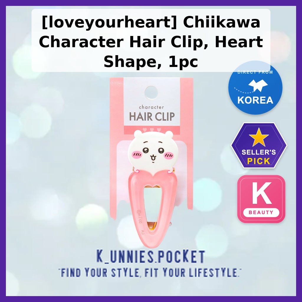 [loveyourheart] กิ๊บติดผมตัวละคร Chikawa รูปหัวใจ 1 ชิ้น / กิ๊บติดผมเกาหลี / ดีไซน์ Chikawa น่ารักโด
