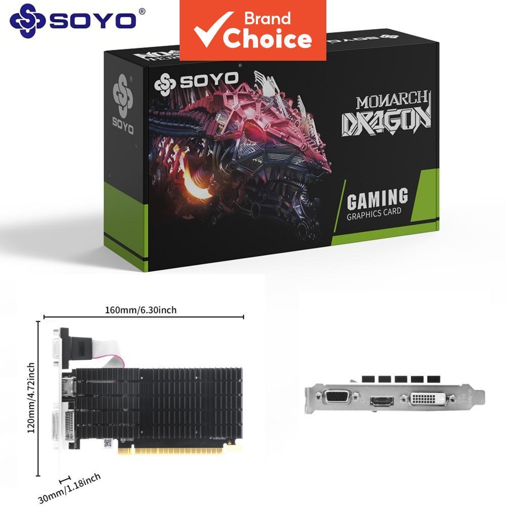 กราฟิกการ์ด SOYO GeForce GT710 ขนาด 2GB DDR3 โปรไฟล์ต่ํา, GPU GK208, ฮีตซิงก์แบบพาสซีฟไร้เสียง 0dB, 